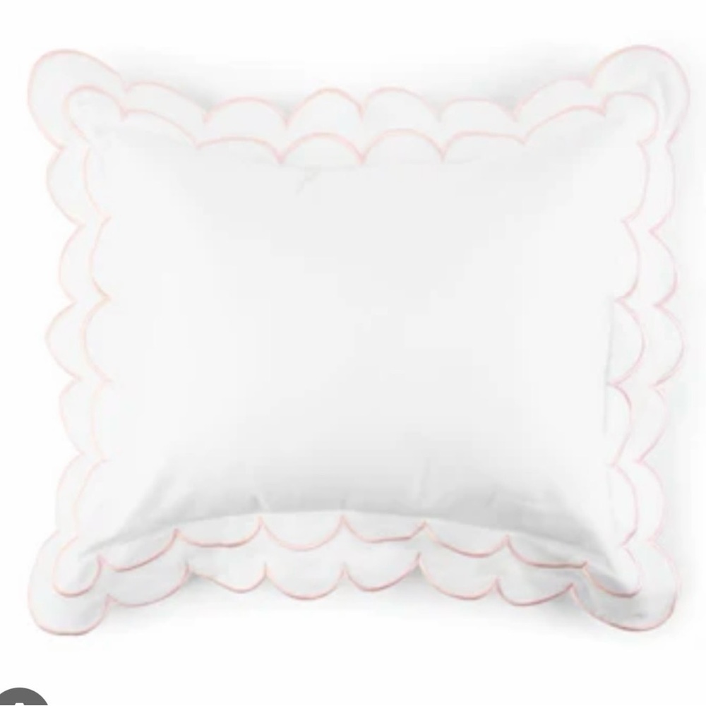 Pippen House Pillow Sham Case Scalloped Preppy Southern Twin Cotton Pink Girl